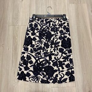 Navy floral cotton skirt